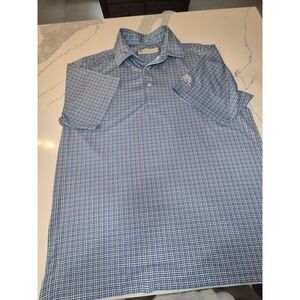 Donald Ross Mens Blue Green Grid Golf Polo Shirt Palmetto Golf Club Logo Size‎ M